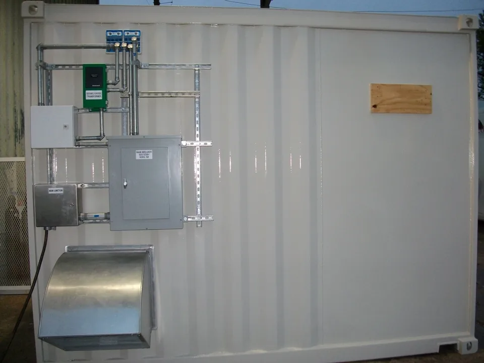 Electrical panel and stainless steel work surface in a C1D1 extraction lab