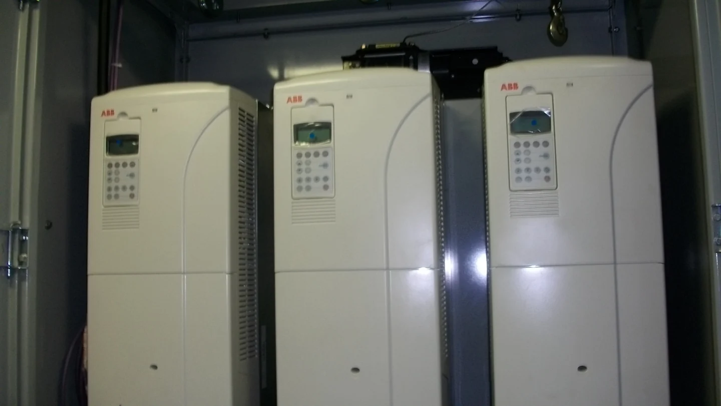 ABB drive units mounted in an ETSCO renewable energy control cabinet