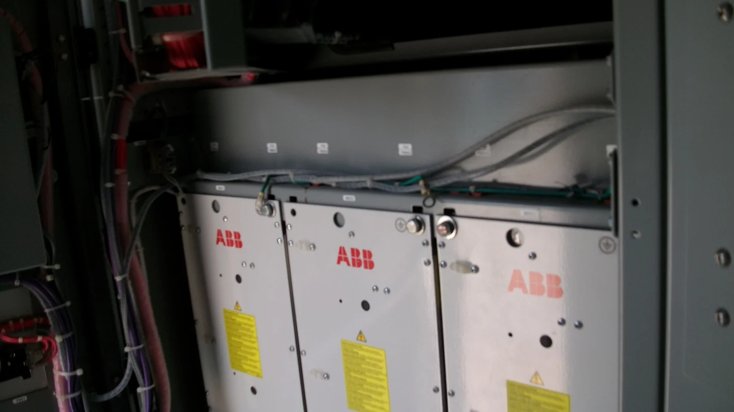 ABB power modules and cabling inside an ETSCO inverter cabinet