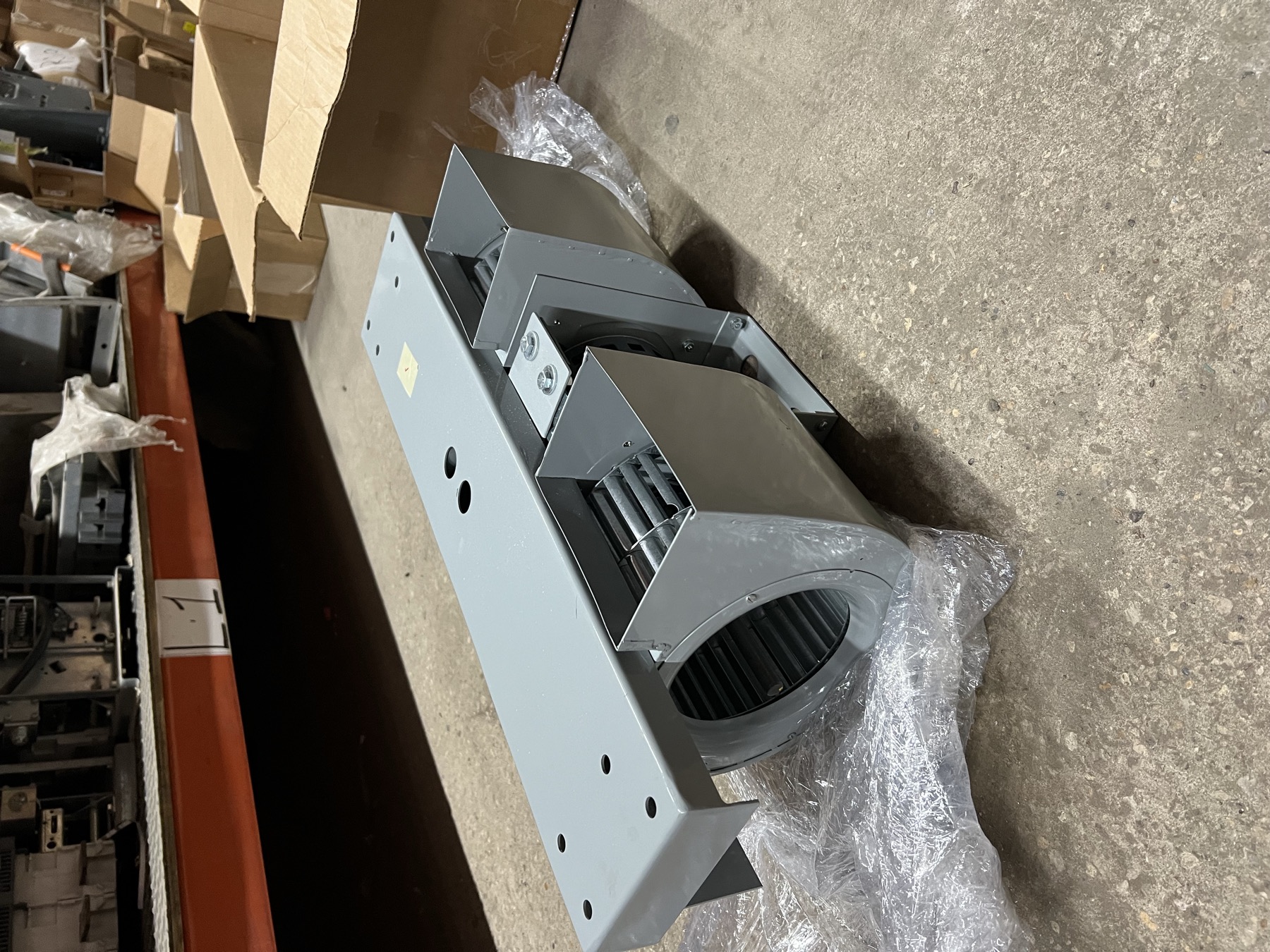 Industrial dual-blower assembly in the ETSCO shop