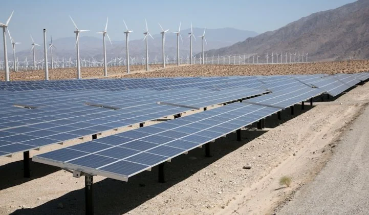 Wind turbines and solar panels